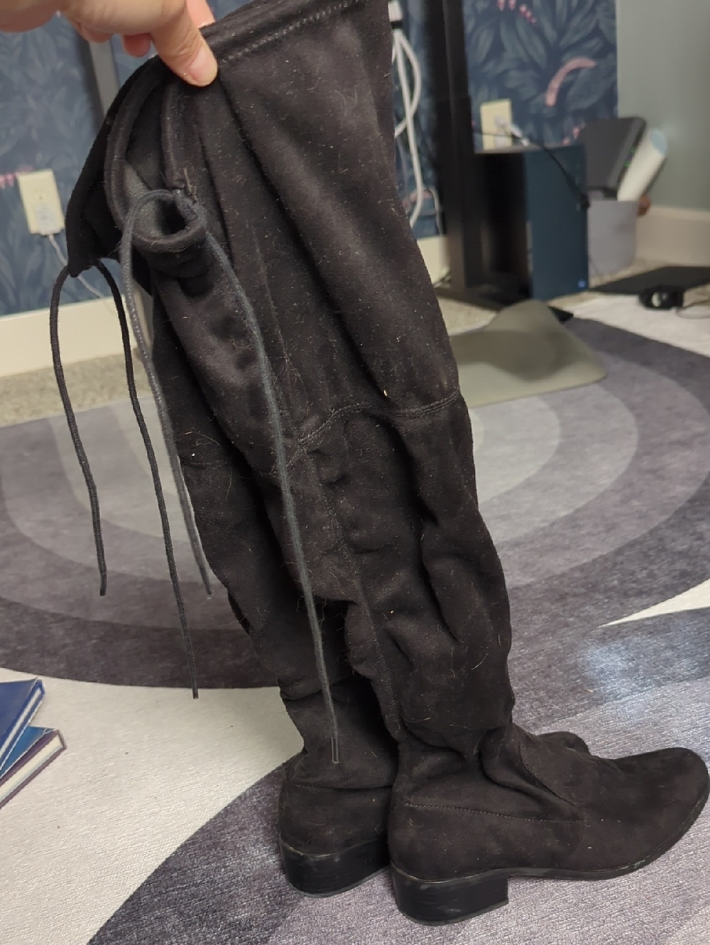 Black Suede Knee High Boots